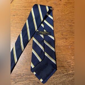 Brooks Brothers Pure Silk Navy Gold Diagonal Stripe Neck Tie